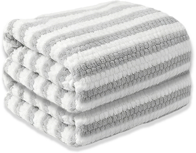 Craftsy 고급 줄무늬 극세사 호텔 대형수건 40수 샤워타올 바스타올 비치타월 목욕타올 고흡수력 수건, 2개, 회색