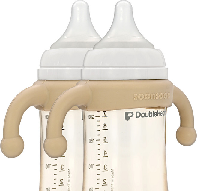 순수아 실리콘 젖병손잡이 (타사 와이드형 젖병 호환), 실리콘 젖병손잡이-베이지 2개, 1세트