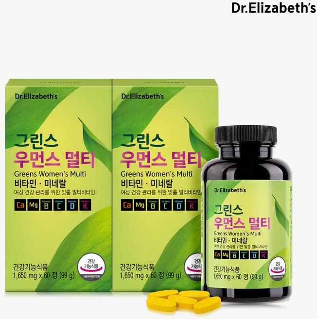 닥터엘리자베스 그린스 우먼스 멀티 60정 2박스 4개월분 - 쿠팡