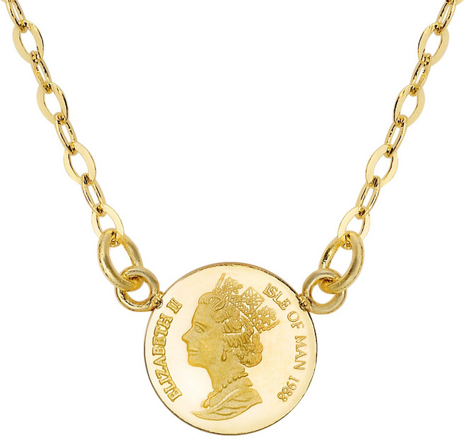 펠리체골드 14K 미니 코인 목걸이(+선물포장)금 여왕 럭셔리 퀸 데일리 심플 기념일 골드 여성 체인 행운 레이어드