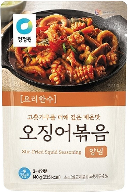 [냉장] 청정원 요리한수 오징어볶음양념 140g, 1개