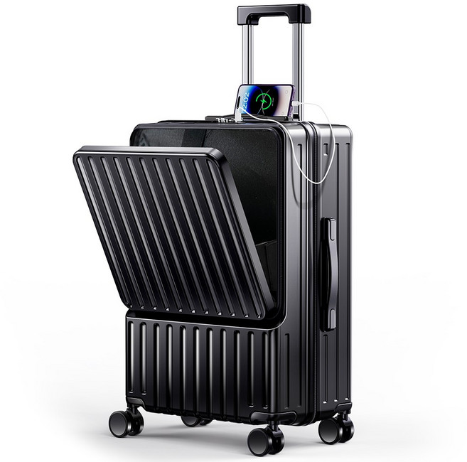 Moteur 캐리어 중대형 여행용 컵홀더 USB 충전 포트 노트북 짐 수납 가능 스피너 훨 여행가방 TSA 락 중대형 캐리어