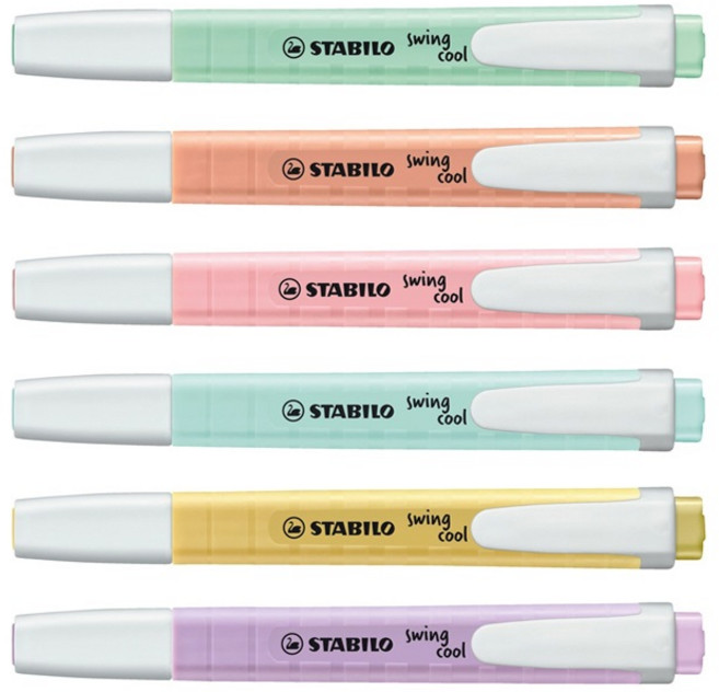 스타빌로 스윙쿨 파스텔 형광펜 단색 1다스, 터쿼이즈 3개