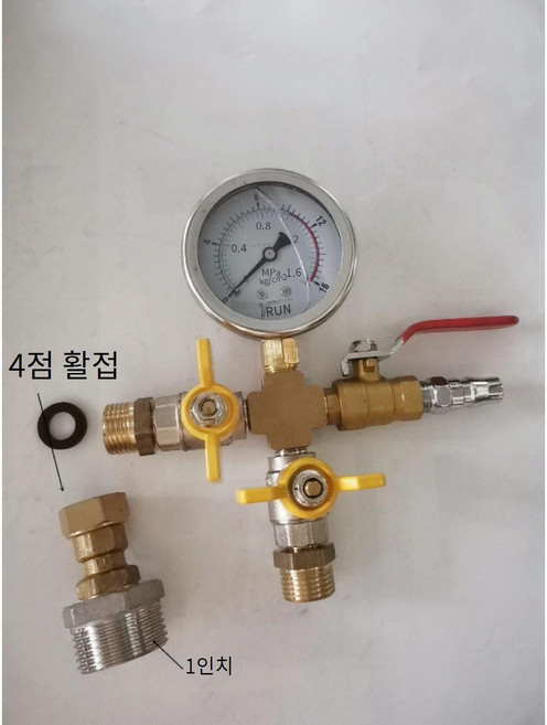 4방향 수압 게이지 수도관 누수탐지기 테스트, 16kg 압력계+난방 조인트, 1개
