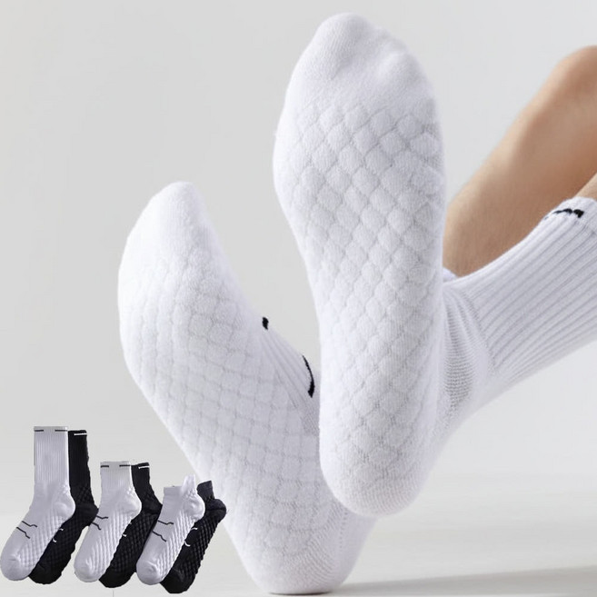 스포츠 양말 두꺼운 삭스 단목 중목 장목 쿠션 러닝 운동 마라톤 테니스, 5개, 장목 블랙