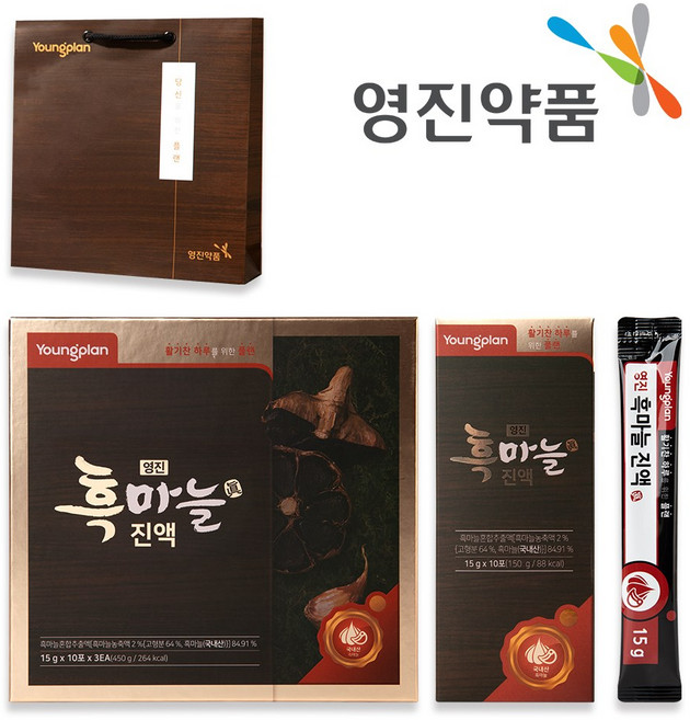 영진약품 흑마늘 진액 스틱 10p + 쇼핑백, 3개, 150g