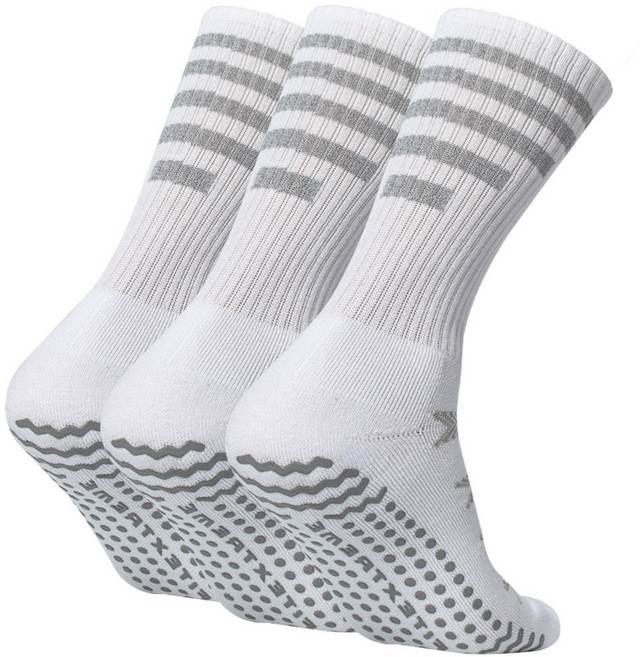 피트엑스 피트니스용 논슬립 스포츠 파일 장목양말 3매세트 / 필라테스 요가 헬스 러닝양말 / 절대 미끄러지지 않는 양말, 백색, 260, 3개