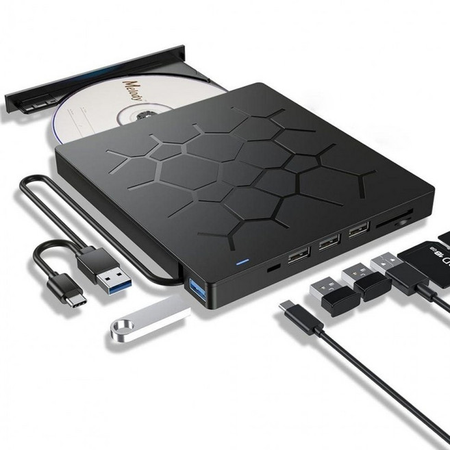 7in1 USB 3.0 A C타입 외장 ODD CD DVD롬 레코더 ED02, 1개, 상세페이지 참조