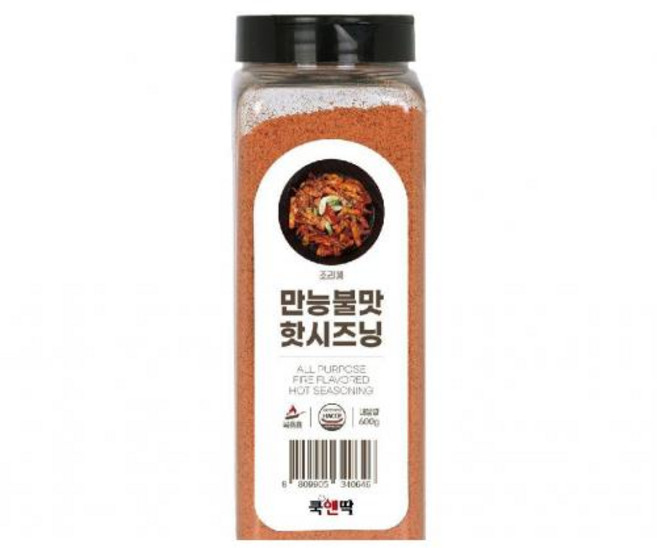 쿡앤딱 만능불맛 핫시즈닝 닭갈비 제육 쭈꾸미 오징어 볶음 불향 스모크향 가루, 1개, 600g