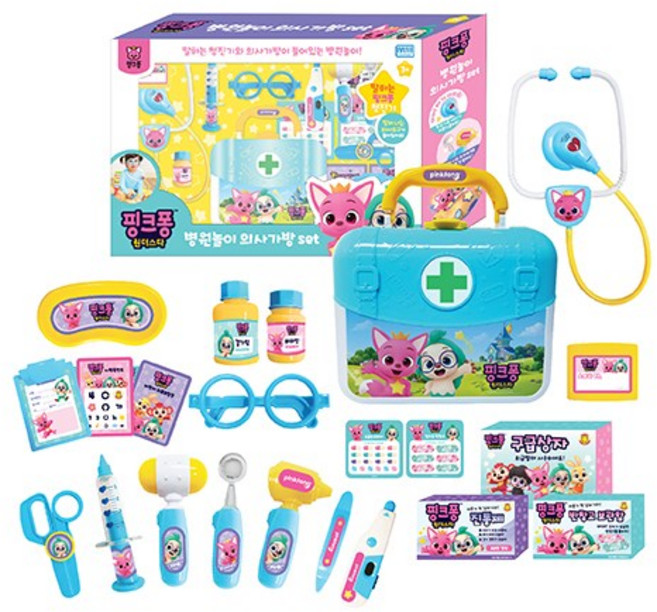 핑크퐁 아이윌 핑크퐁 병원놀이 의사가방 슈퍼 세트, 혼합색상, 1세트
