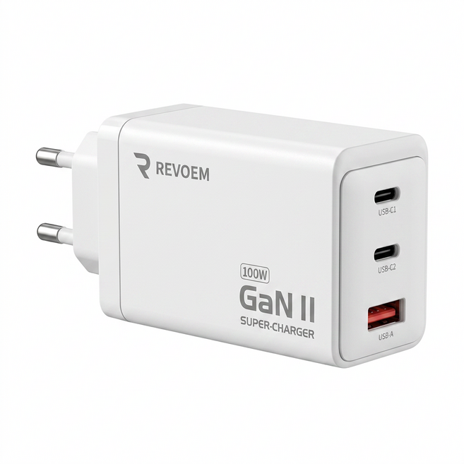 레보엠 PD GaN 100W USB 3포트 초소형 고속 멀티충전기 PD PPS 노트북 태블릿 충전가능, 1개, 화이트
