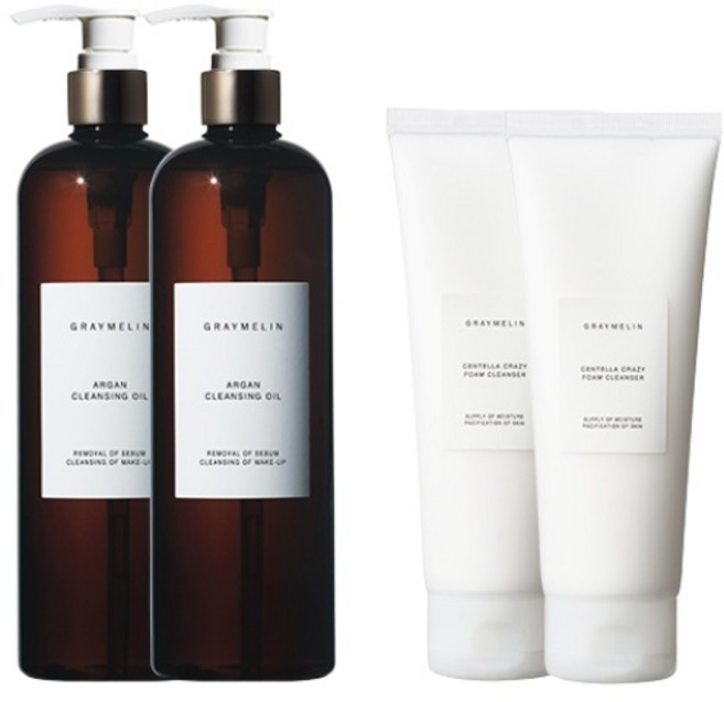 그레이멜린 아르간 클렌징 오일 500ml + 크레이지 폼 클렌져 센텔라 150ml, 2세트