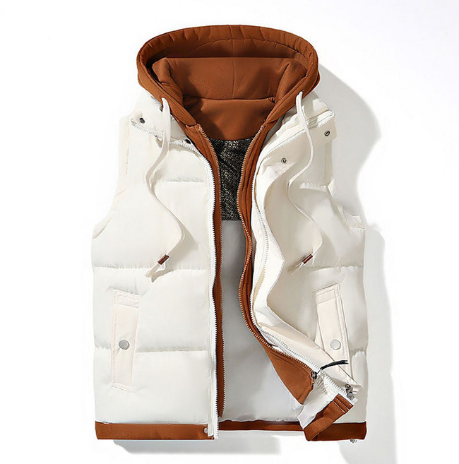 MOSAIRATION 남성 고급스러운 후드 패딩 베스트 루즈핏 배색 집업 누빔 안감 다운 조끼 U0103102 AA