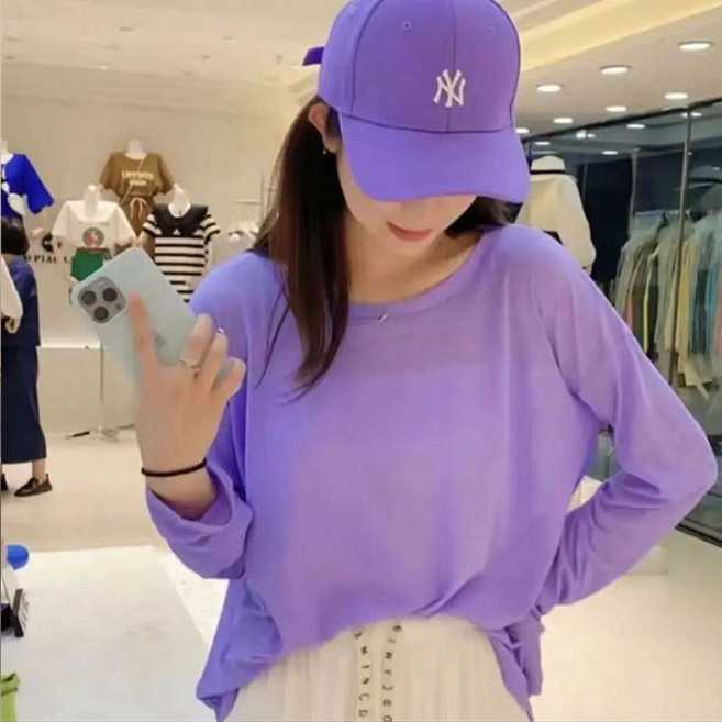 UPPERCUT 여성 루즈핏 시스루 긴팔 티셔츠 커버업