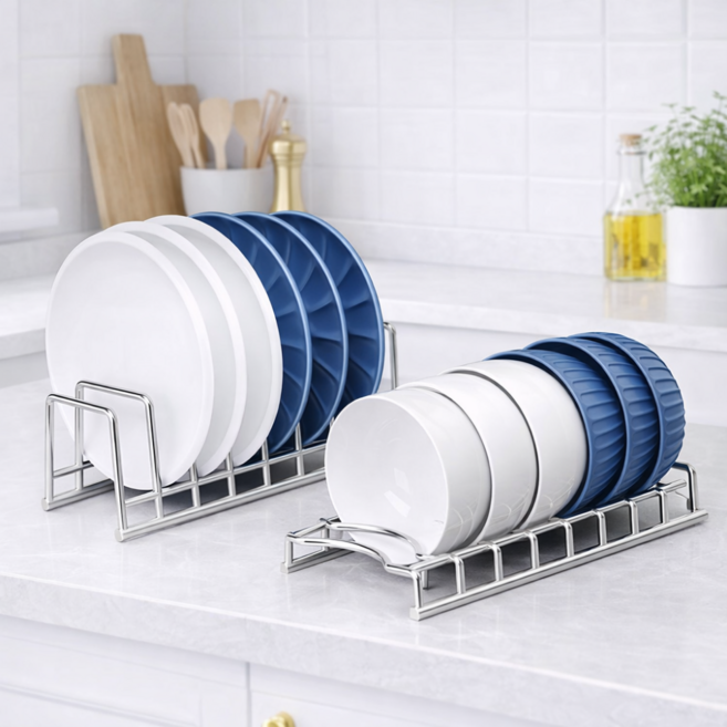 모아빛 튼튼한 스테인리스 식기 건조대, 2개, 실버, 1단