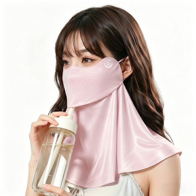 ENNUFO 쿨링 넥워머 얼굴 햇빛가리개 자외선차단 마스크, 1개, 핑크