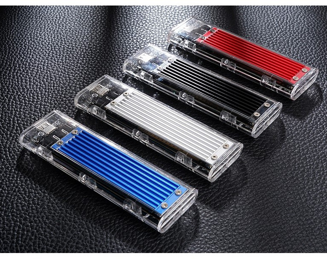ORICO NVMe M.2 SSD 外接盒 USB 3.1 Gen2 10Gbps 透明鋁合金散熱 支援8TB 紅色, 1個, 透明款,紅色