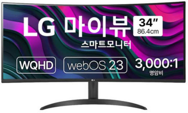 LG전자 WQHD MyView 스마트 커브드 모니터 34SR60QC, 86.4cm, .34SR60QC