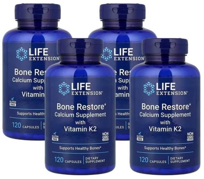 (2+2) 라이프익스텐션 본리스토어 비타민 K2 120캡슐 (4병), 120정, 4개 - 쿠팡