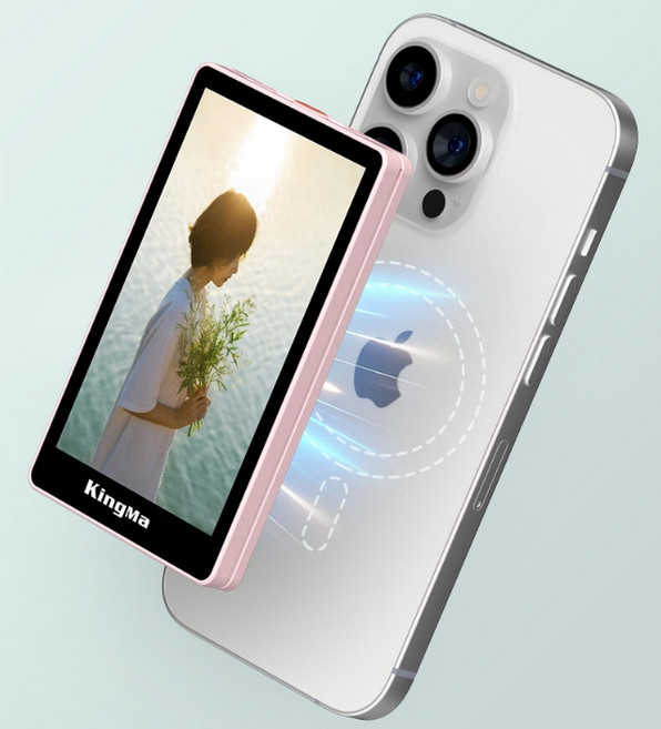 킹마 PH02 max kingma 후면 셀카 맥세이프 보조 모니터 무선 브이로그 스크린, 핑크