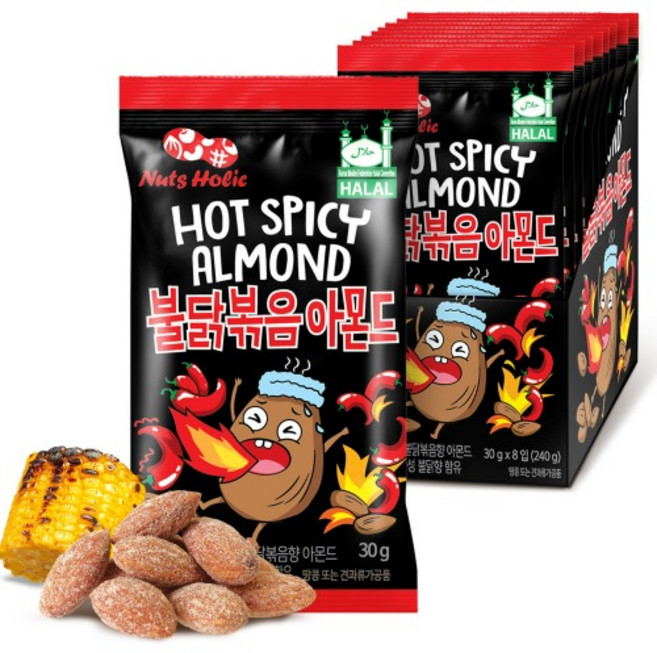 HALAL 넛츠홀릭 불닭볶음 아몬드 30g x 8, 8개