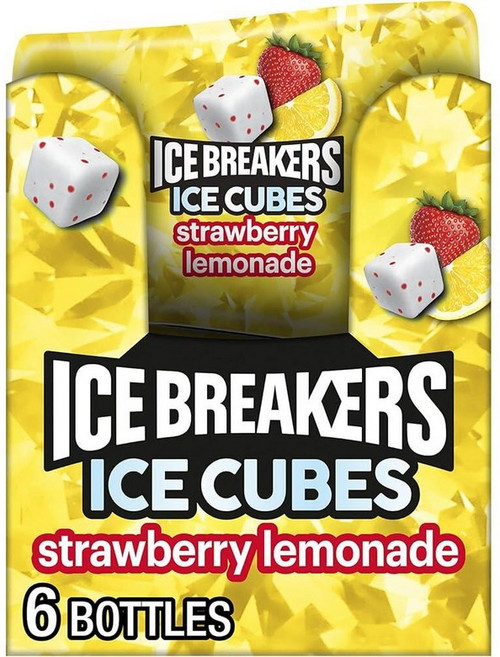 ICE BREAKERS 아이스브레이커스 Ice Cubes 딸기 레모네이드 무설탕 츄잉껌 병 91.9g(3.25온스) (6개 40개)