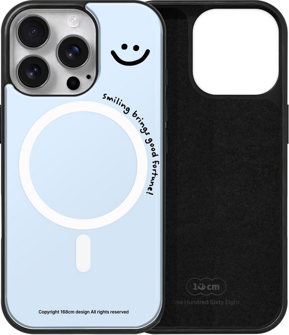 [스웨이드] 스마일 표정 스카이블루