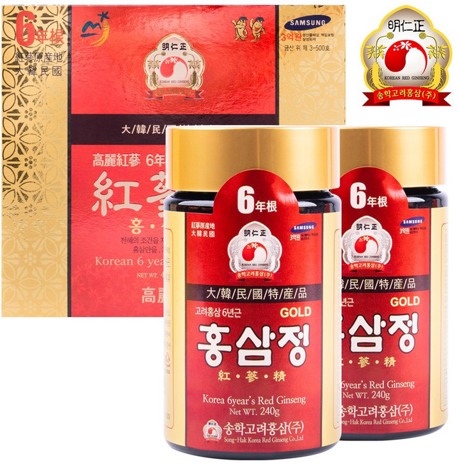 명인정 6년근 고려홍삼정 골드 240g x 2병 160일분