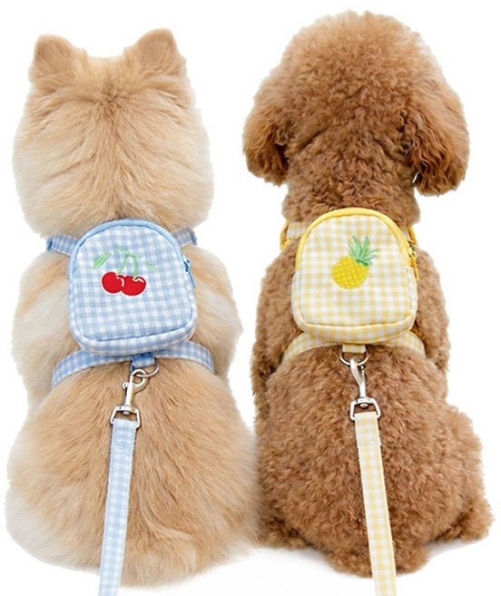 강아지 하네스 리드줄세트 배낭하네스, 1개, 블루