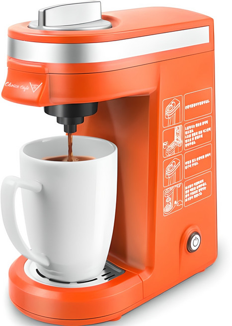 초이스카페 싱글 바리스타 캡슐커피머신, CM801, 오렌지 + 실버
