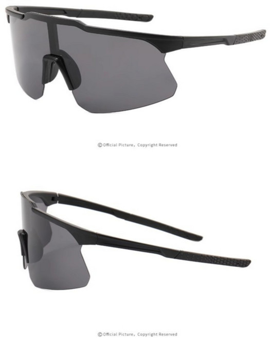 男女款戶外徒步登山運動太陽眼鏡 74277, 黑框灰片, 1個