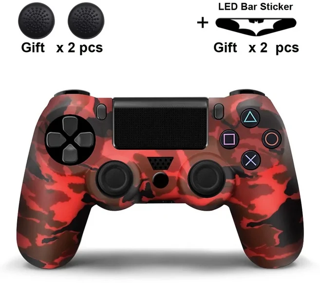 실리콘 케이스 PS4 컨트롤러 커버 듀얼 쇼크 4 게임 패드 조이스틱 스킨 PS4 액세서리 2 썸 스틱 그립, 03 Camo Red