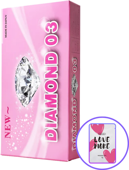 나가니시 다이아몬드03 극초박형 콘돔 + 라벤더 마사지 젤, 1세트, 10개입