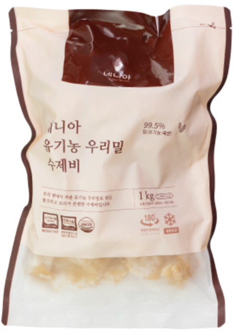 네니아 유기농 우리밀 수제비 (냉동), 1개, 1kg