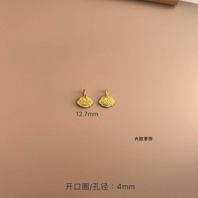 金鎖 吊墜 DIY配件, 長命富貴如意鎖吊墜1個 正反面介紹, 長命富貴如意鎖吊墜