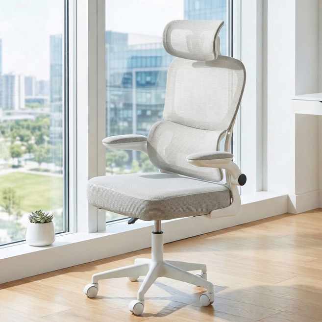 소프트엣지 메쉬 편안한 사무용 책상의자, 그레이