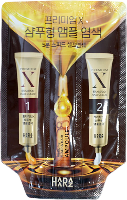 하라즈 프리미엄 엑스 샴푸형 앰플염색, 진한갈색, 5개
