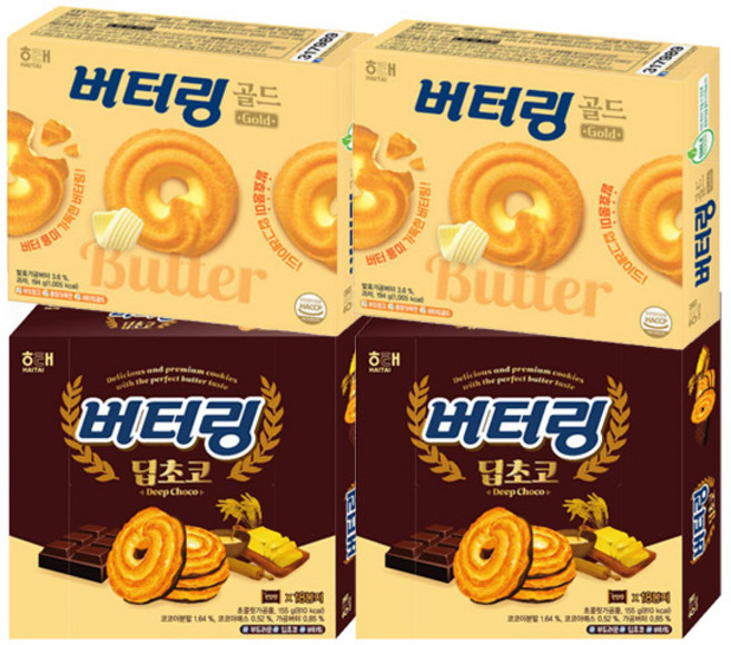해태 버터링 골드 194g+딥초코 155gx각2개(총4개), 4개