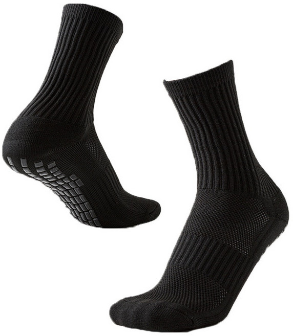 예삐스토어 논슬립 스포츠 중목 양말 미끄럼방지 쿠션 헬스 러닝 축구 농구 테니스, 2세트, 블랙