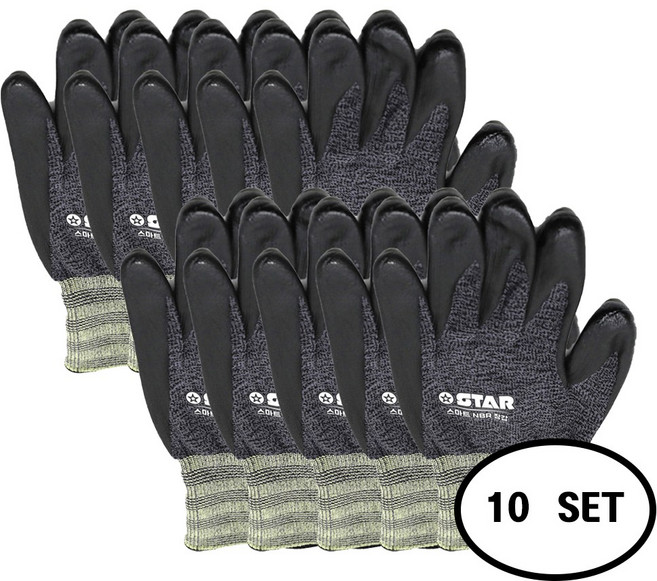 오공 스타 스마트 NBR 스마트폰 터치 가능 장갑, 10개, 블랙