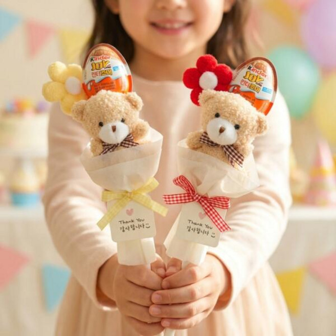 아트박스/갓샵 킨더조이 곰돌이 곰 인형 단체 꽃다발 선물 (완제품), 3.완제품 빨강_1-12 중 택1 배송메세지에 기재