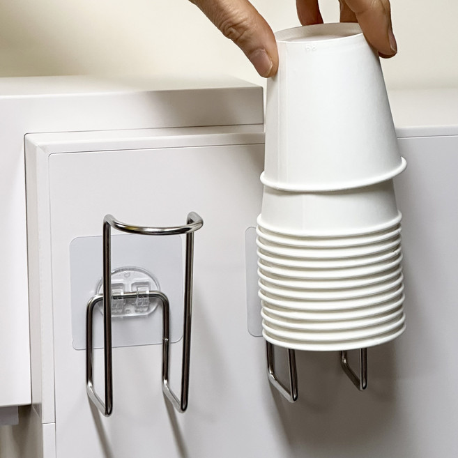 아윤 컵 사이즈 제한없는 초간편 무타공 종이컵 디스펜서, 1개, 스텐