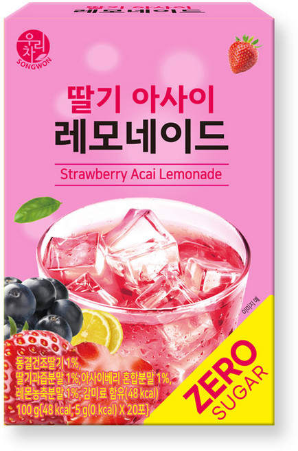 우리차 딸기 아사이 레모네이드 분말, 5g, 20개입, 1개