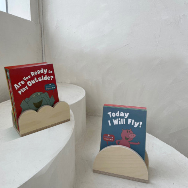 하이오즈 자작원목 북앤드 책상 정리 다용도 꽂이, 물결