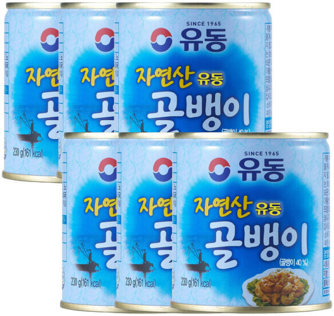 유동 자연산 골뱅이 술안주 야식 통조림 소면 무침, 230g, 6개