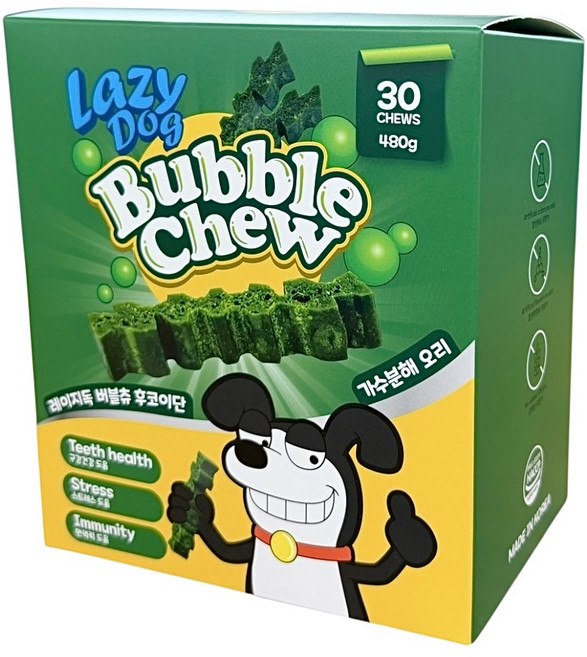 큰 덴탈껌 저알러지 쫀득 덴탈껌 레이지독 버블츄 가수분해오리 [30p], 1개, 480g
