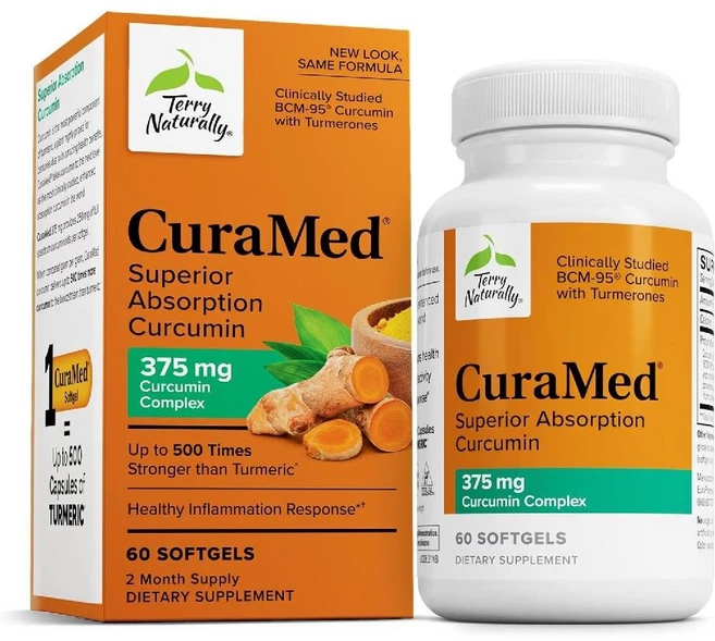 테리내추럴리 CuraMed 흡수력이 훌륭한 커큐민 375mg 소프트젤 60정, 1개 - 쿠팡