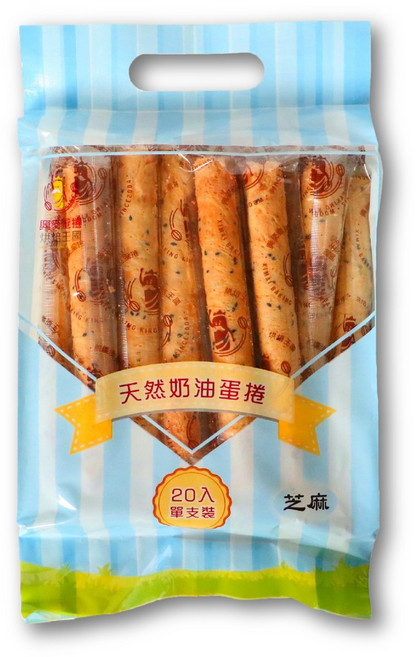 興麥 芝麻奶油蛋捲 20支入 單支包裝, 1個