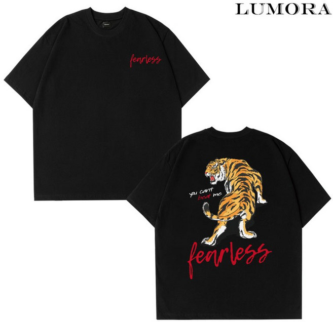 LUMORA 아웃도어 오토바이 스포츠풍 두꺼운 순면 넉넉한 티셔츠 패션 호랑이 프린트 100%순면 16수 XZ1437