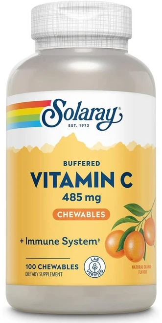 솔라레이 비타민C 485mg 위드 로즈 힙 앤드 아세로라 체리 츄어블 SOLARAY Vitamin C, 1개 - 쿠팡